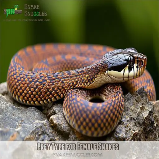 Prey Type for Female Snakes