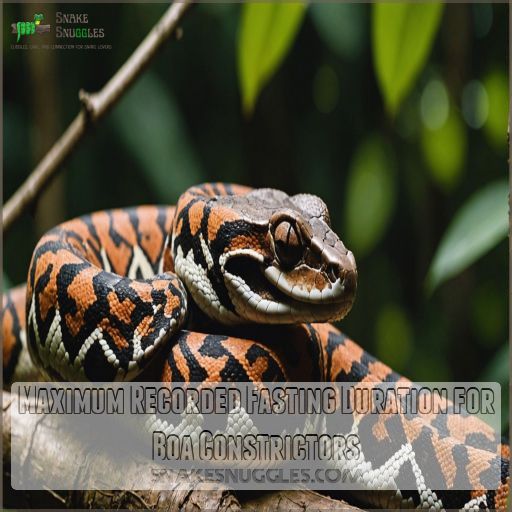 Maximum Recorded Fasting Duration for Boa Constrictors