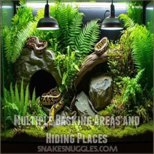 Multiple Basking Areas and Hiding Places