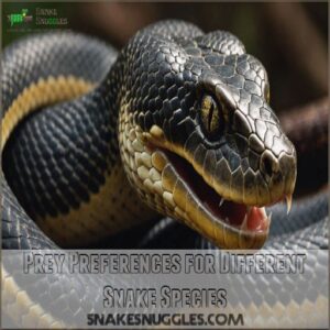 Prey Preferences for Different Snake Species