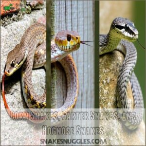 Corn Snakes, Garter Snakes, and Hognose Snakes