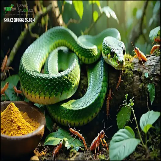 Beautiful view of Rough Green Snake Feeding Frequency And Feeding Habits