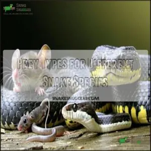 Prey Types for Different Snake Species Prey Types for Different Snake Species