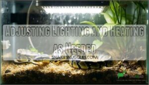 adjusting lighting and heating as needed