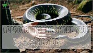 approaching the snake from the side