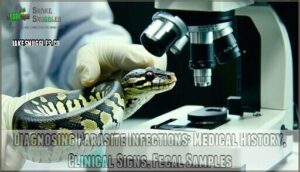 diagnosing parasite infections: medical history, clinical signs, fecal samples