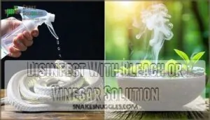 disinfect with bleach or vinegar solution disinfect with bleach or vinegar solution