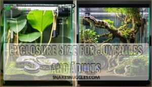 enclosure size for juveniles and adults
