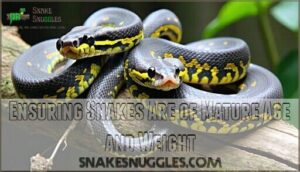 ensuring snakes are of mature age and weight