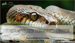 facial swelling and crusty lesions