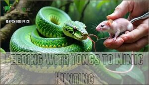 feeding with tongs to mimic hunting
