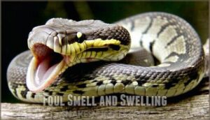 foul smell and swelling