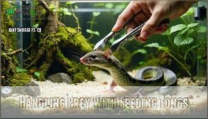 handling prey with feeding tongs