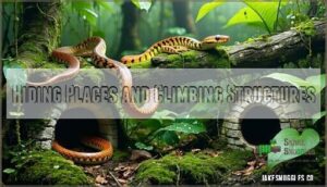 hiding places and climbing structures
