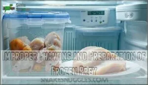 improper thawing and preparation of frozen prey improper thawing and preparation of frozen prey