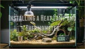 installing a heat lamp and thermometer
