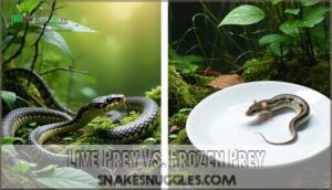 live prey vs. frozen prey