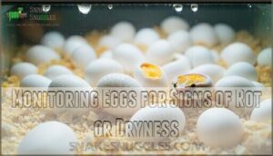 monitoring eggs for signs of rot or dryness