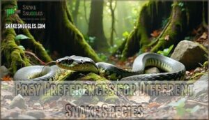 prey preferences for different snake species