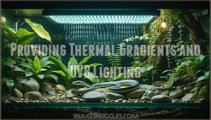 providing thermal gradients and uvb lighting