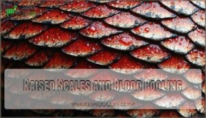 raised scales and blood pooling