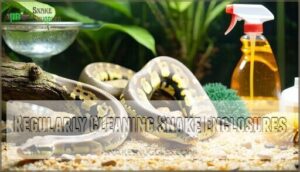 regularly cleaning snake enclosures