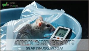 thawing frozen prey safely