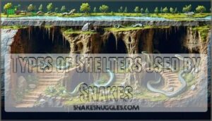 types of shelters used by snakes