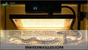 using heat projector bulbs and radiant heat panels