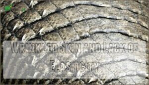 wrinkled skin and lack of elasticity