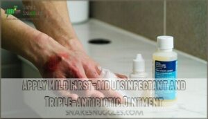 apply mild first-aid disinfectant and triple-antibiotic ointment