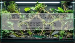 arranging natural decor and enrichment items