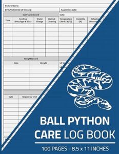 Ball Python Care Log Book: B0CNRLSMZB