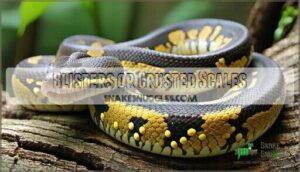blisters or crusted scales
