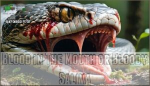 blood in the mouth or bloody saliva