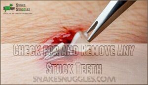 check for and remove any stuck teeth
