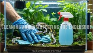 cleaning and disinfecting the enclosure