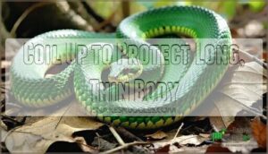 coil up to protect long, thin body
