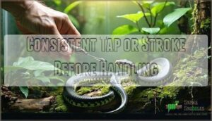 consistent tap or stroke before handling