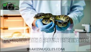 consulting with a reptile veterinarian