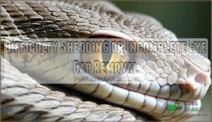 difficulty shedding or incomplete eye cap removal