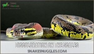 discoloration on the scales