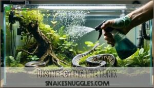 disinfecting the tank