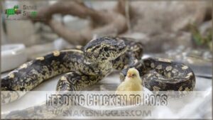 feeding chicken to boas