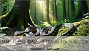 forested areas supporting rattlesnake populations