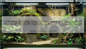 hiding spots and climbing structures