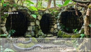 incorporating essential hide spots and climbing structures