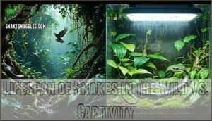 lifespan of snakes in the wild vs. captivity