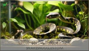 live prey vs. frozen prey