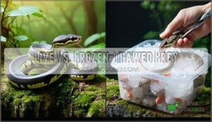 live vs. frozen-thawed prey